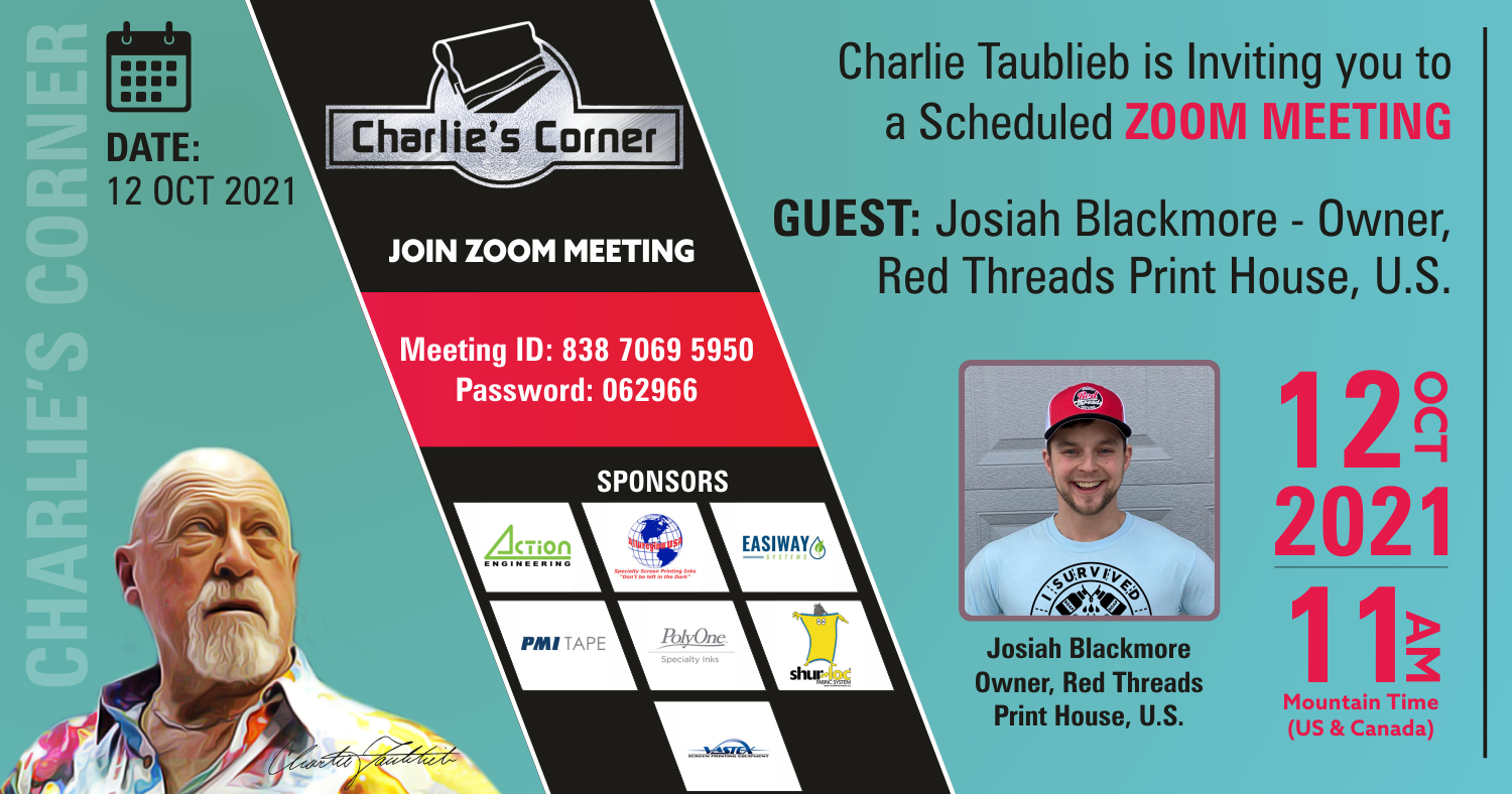 Charlie's Corner - Guest: Josiah Blackmore - Owner, Red Threads Print House, U.S.