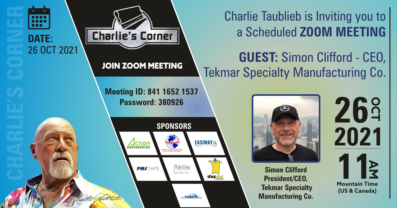 Charlie's Corner - GUEST: Simon Clifford - CEO, Tekmar Specialty Manufacturing Co.